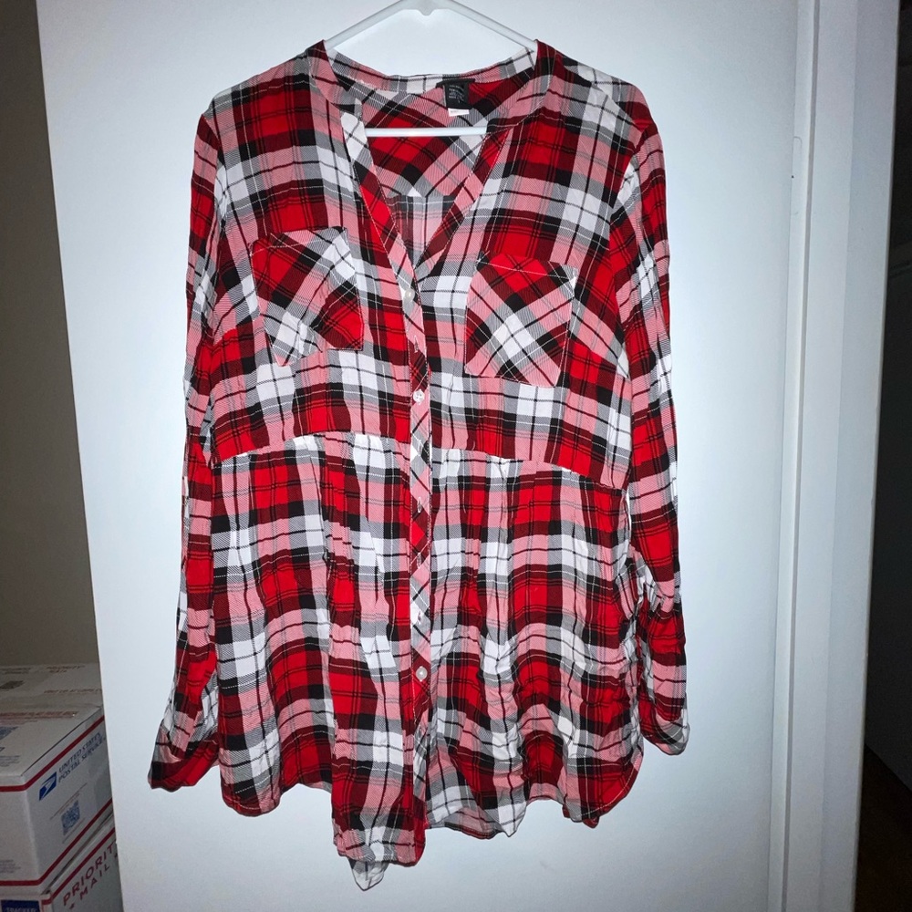Torrid plaid babydoll button down flannel size 1